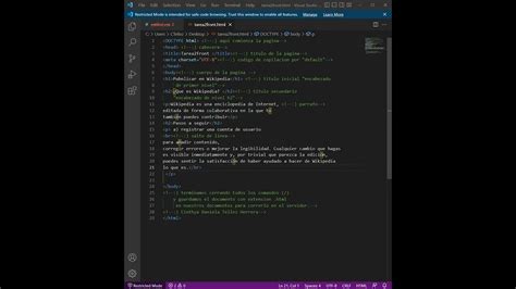 Html Con Visual Studio Code Etiquetas Youtube