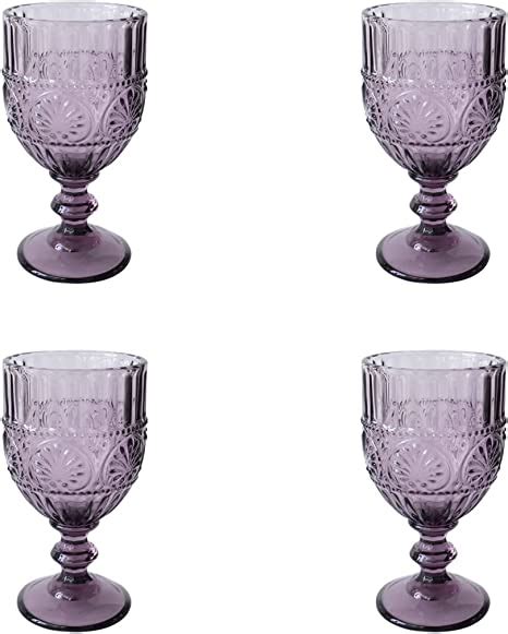 Amazon American Atelier Vintage Purple Wine Glasses Set Of