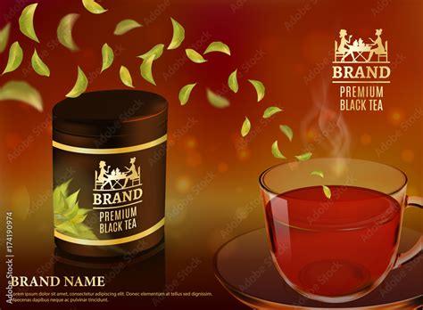 Tea Advertising Flyer Poster Or Banner Template Black Tea Ad With