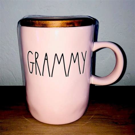 Rae Dunn Kitchen Rae Dunn Large Pink Grammy Mug With Wooden Lid