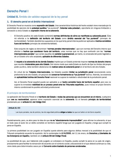 Unidad 08 Ámbito de validez espacial de la ley penal Derecho Penal I