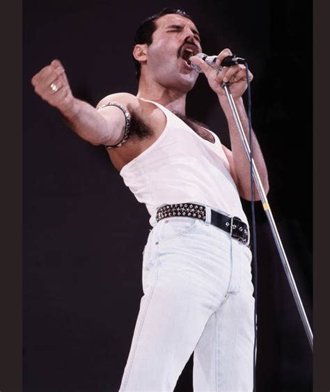 Freddie Mercury Of Queen Performs On Stage At Live Aid At Wembley