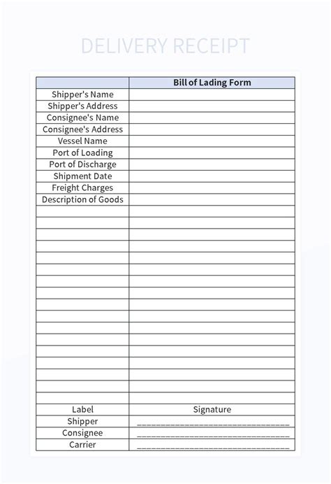 Delivery Receipt Excel Template And Google Sheets File For Free