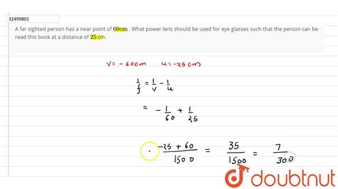 A Farsighted Person Has A Near Point Of Cm