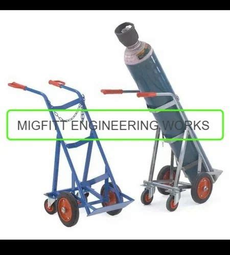 Mild Steel Double Gas Cylinder Trolley For Hospital Load Capacity