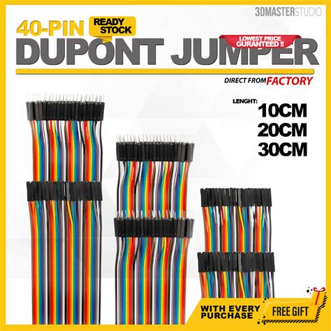 40pcs Dupont Jumper Wire DIY Experiment Breadboard Rainbow Cable 40Pin