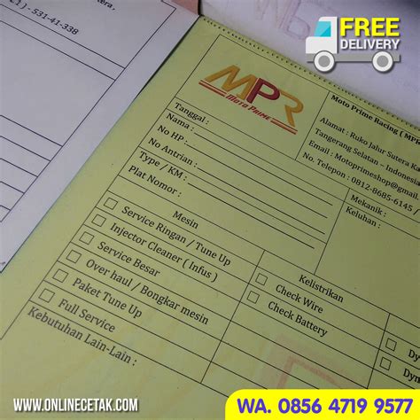 Pesan Jasa Pembuatan Nota Jasa Pijat Free Ongkos Kirim Masisol Print