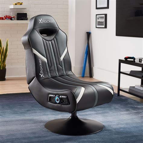 X Rocker Nebula Pedestal Gaming Chair Gray Bluetooth Audio Ph