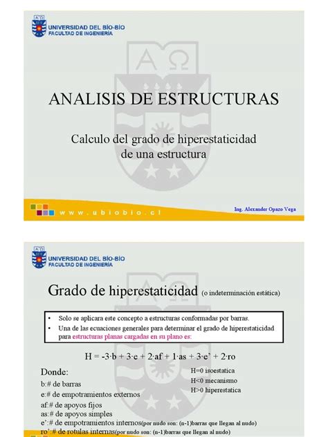 Análisis Del Cálculo Del Grado De Hiperestaticidad De Estructuras Planas Y Su Aplicación En