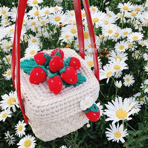 Crochet Strawberry Bag Crochet Strawberry Bucket Bag Crochet Strawberry