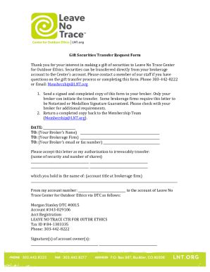 Fillable Online Security Transfer Form Leave No Trace Fax Email Print