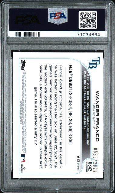 Wander Franco 2022 Topps Update Us42 Rookie Debut Gold 2022 Psa 10