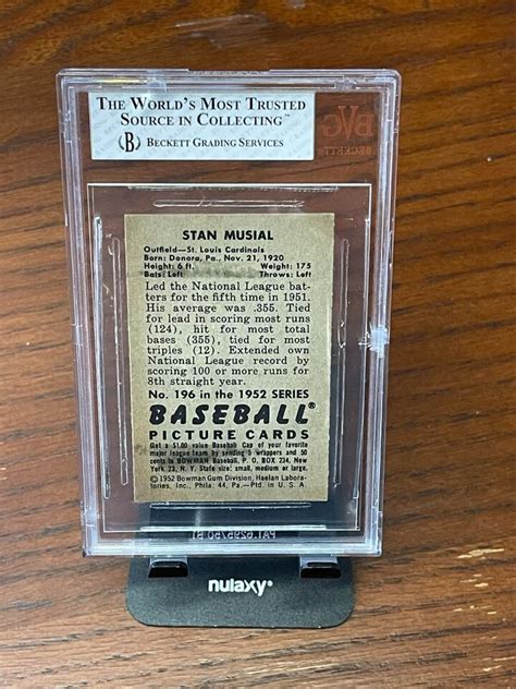 Bowman Stan Musial Beckett High Grade For Bgs Ebay