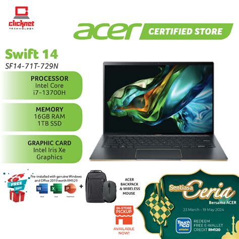 Acer Swift Sf T N Laptop I H Gb Ram Tb Ssd