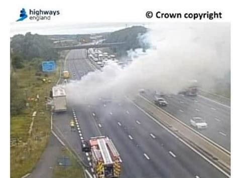 Breaking M1 Closed In Sheffield After Lorry Bursts Into Flames