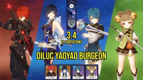 F2P C0 DILUC YAOYAO Burgeon 3 4 Spiral Abyss Floor 12 3 3 Rotation