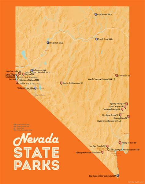 Nevada State Parks Map 11x14 Print Best Maps Ever