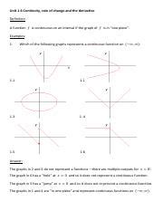 Understanding Continuity Rate Of Change Derivatives Examples