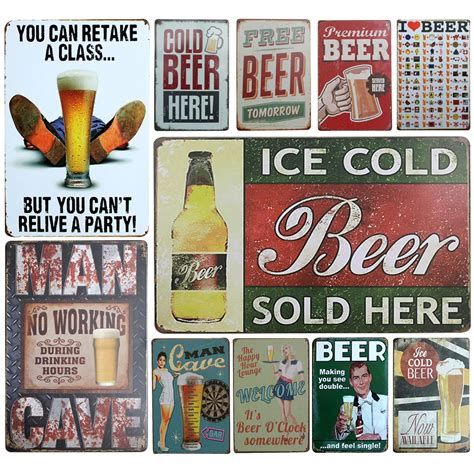 Wholesale Beer Theme Metal Tin Sign Vintage Home Decor Tin Sign 8 X12