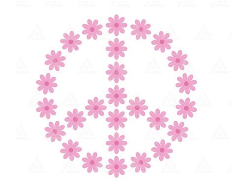 Flower Peace Sign Svg Floral Peace Symbol Svg Hippie Svg Etsy