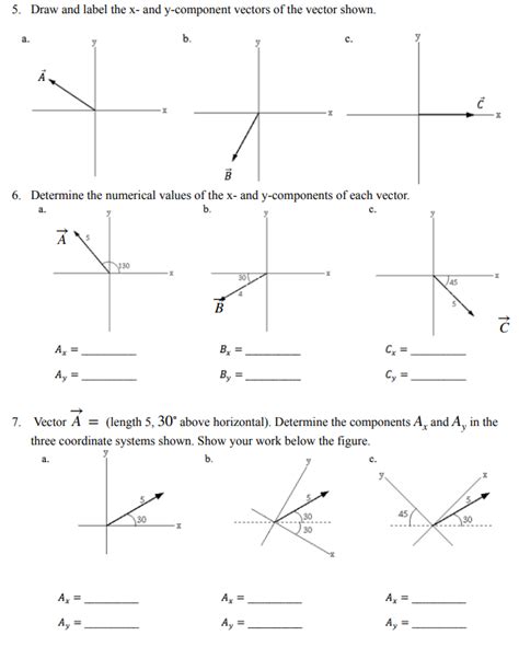 Solved 5 Draw And Label The X And Y Component Vectors Of