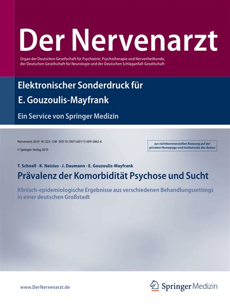 Pdf Pr Valenz Der Komorbidit T Psychose Und Sucht