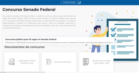 Concurso Senado portal disponibiliza página do próximo certame