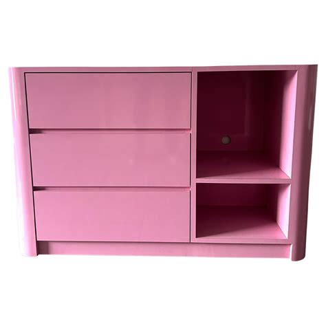 Pop Art Post Modern Pink Gloss Laminate Custom Drawer Desk Dresser