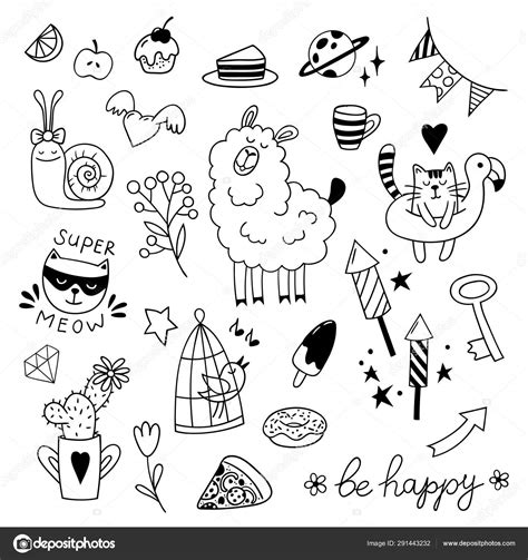 Set of cute childish doodles. Vector clipart. Stock Vector by ...