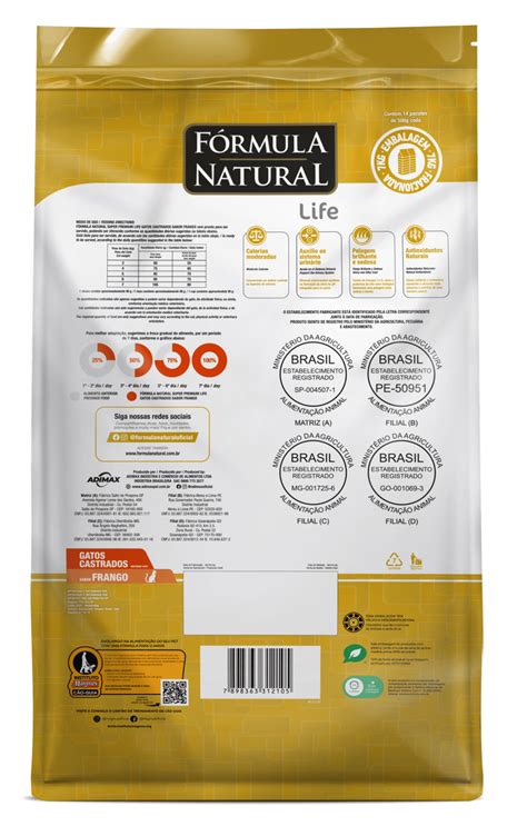 Fórmula Natural Super Premium Life Gatos Castrados Sabor Frango