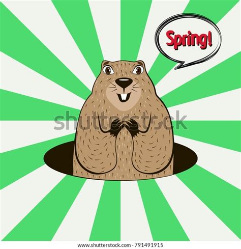 Groundhog Day Card Funny Cartoon Character Stock Vector Royalty Free