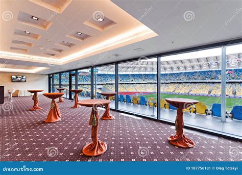 KIEV UKRAINE MARCH 4 Panoramic Skybox Of National Olympic Stadium