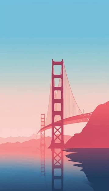 Premium Vector A Poster For A Bridge With A Pink Background And A