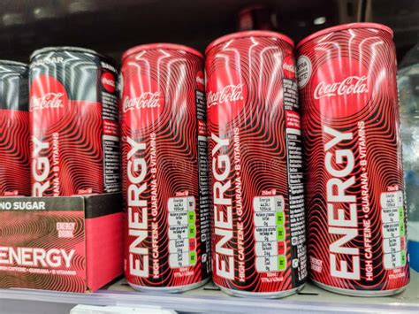 Selected Focus On Coca Cola Energy Drink Display For Sell In The