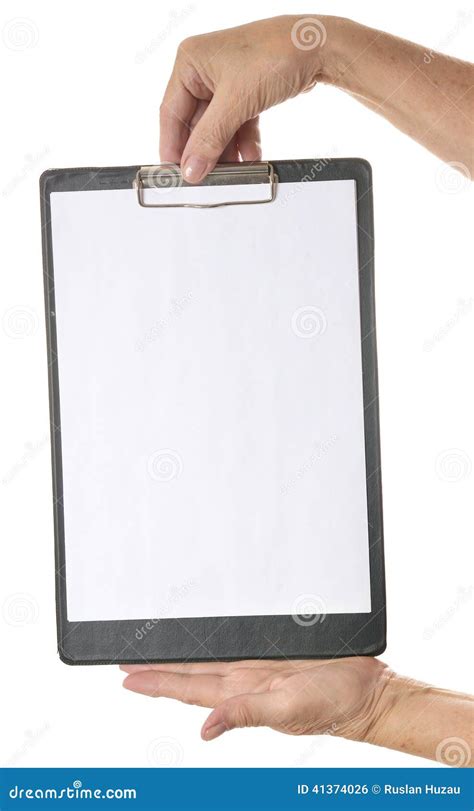 Hands Holding Clipboard Stock Photo Image Of Material 41374026