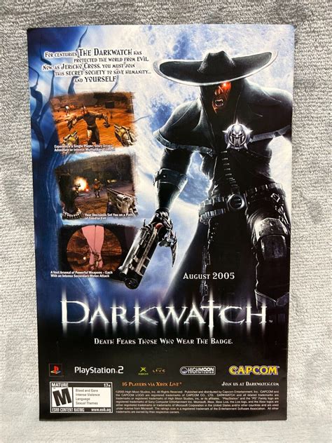 Darkwatch Playstation 2 PS2 Xbox 2005 Vintage Print Ad Poster Horror