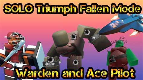 Solo Triumph Fallen Mode Warden And Ace Pilot Roblox Tower Defense