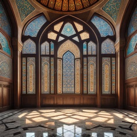 Interior of Islamic mosque stock illustration. Illustration of design ...