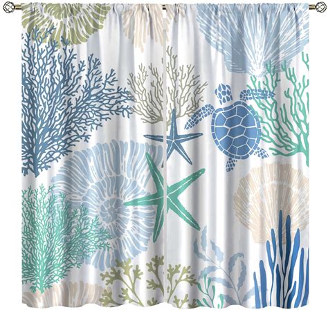 Coastal Window Curtain Beach Nautical Ocean Starfish