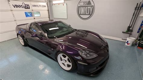 Inozetek Midnight Purple Metallic Before After C6 Corvette Wrapped