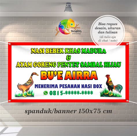 Spanduk Banner Penyetan Nasi Bebek Madura Ayam Goreng Penyet Custom