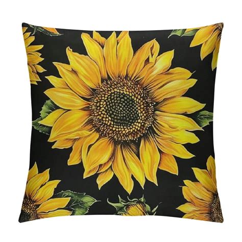 Creowell Sunflower Decorative Throw Pillow Covers Soft Floral Print