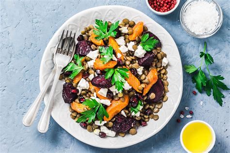 Roasted Beetroot Sweet Potato And Tofu Salad With A Honey Balsamic