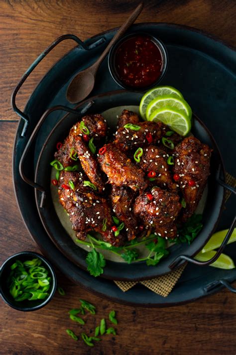 Korean Gochujang Chicken Wings Bakedair Fried Lime Thyme