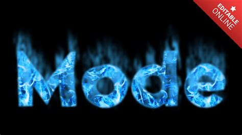 mode blue fire text effect generator