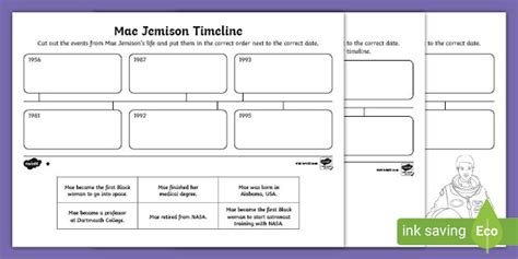 Mae Jemison Timeline Activity Ks1 Science Twinkl