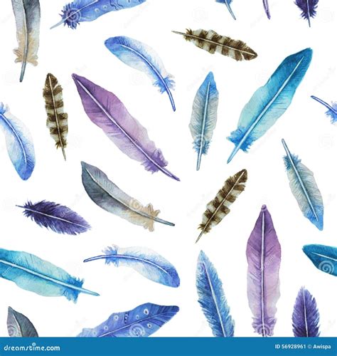 Watercolor Feather Seamless Pattern Cartoon Vector CartoonDealer