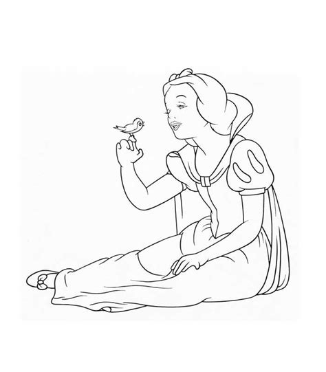 Coloriage A Imprimer Blanche Neige Avec Oiseau Gratuit Et Colorier