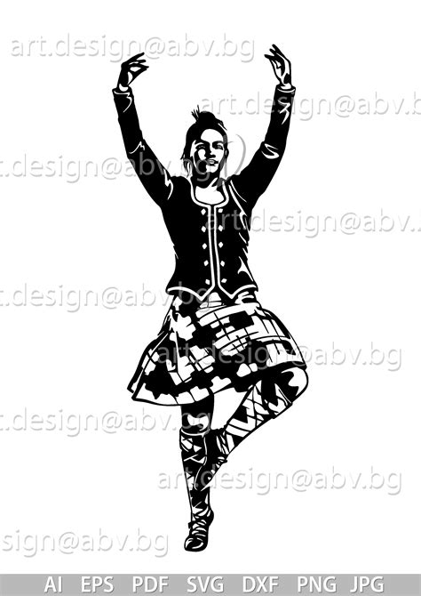 Vector Highland Dancer Svg Ai Eps Png Pdf  Image Etsy