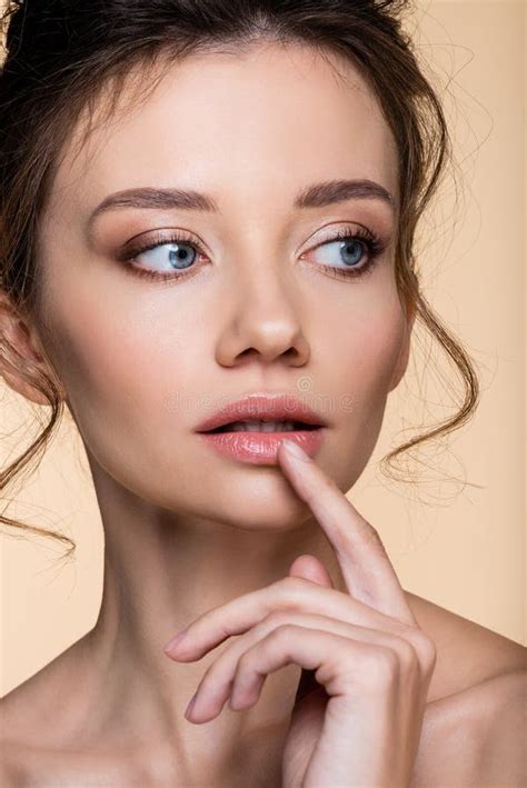 Portrait Of Woman With Naked Shoulders Stock Photo Image Of Posing